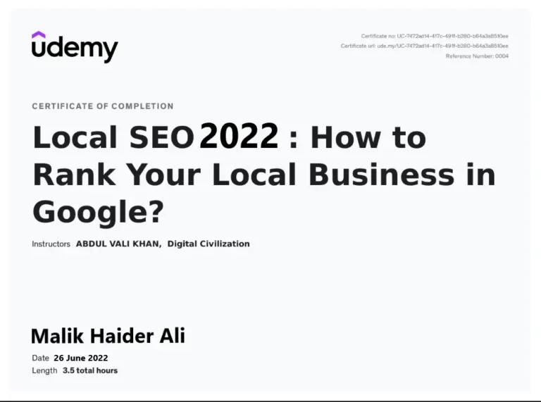 Local Seo Speiclaist | Local Seo | Local Seo Certificate